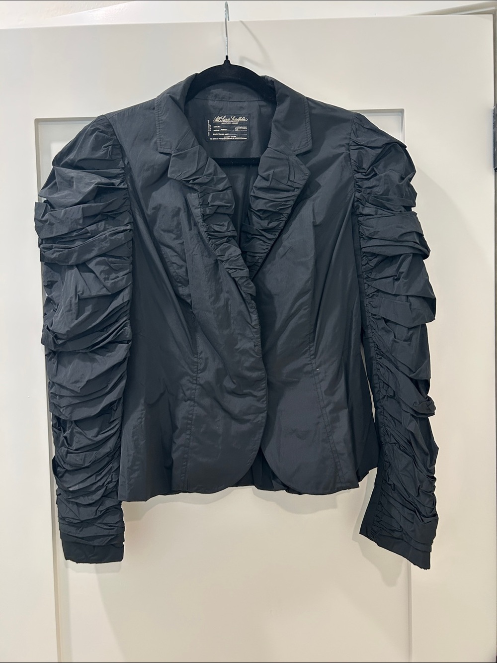 All Saints Black Ruffle-Sleeve Blazer